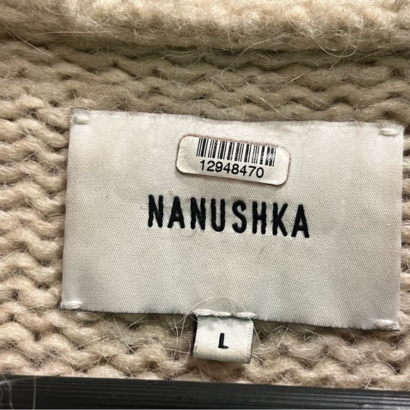 Nanushka Evie Half Zip Wool Cable Knit Wool Blend Sweater Large - Picture 15 of 16